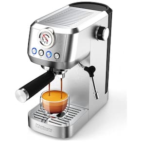 Máquina de Café Expresso Profissional 20 Bar de Pressão, Aço Inoxidável, 110V 1350W, MAttinata, Prata