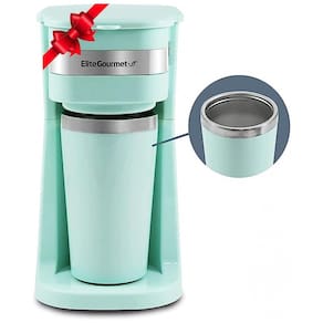 Cafeteira Elétrica Compacta com Caneca Térmica para Viagem 400 mL, Elite Gourmet EHC113M 110V 600W, Verde Hortelã