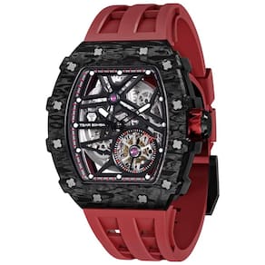 Relógio Masculino Analógico Automático a Prova dÁgua 50M com Pulseira de Silicone, TSAR BOMBA TB 8209CF, Vermelho e Preto