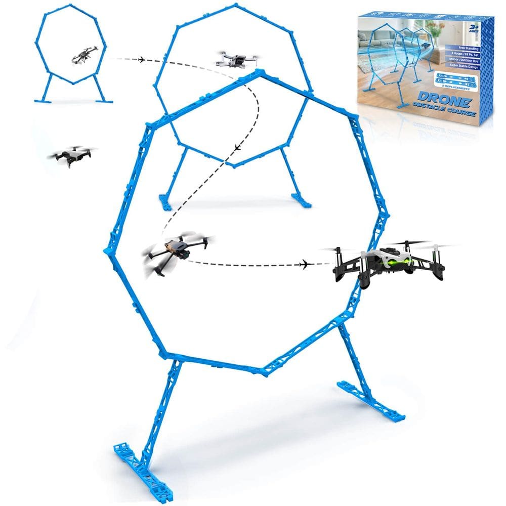 Pista de obstáculos para drones Beria com 3 aros de obstáculos, de 6 a 12 anos