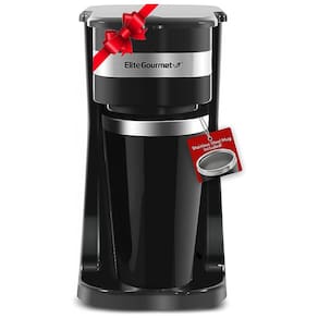 Cafeteira Elétrica Compacta com Caneca Térmica para Viagem 400 mL, Elite Gourmet EHC113 110V 600W, Preta