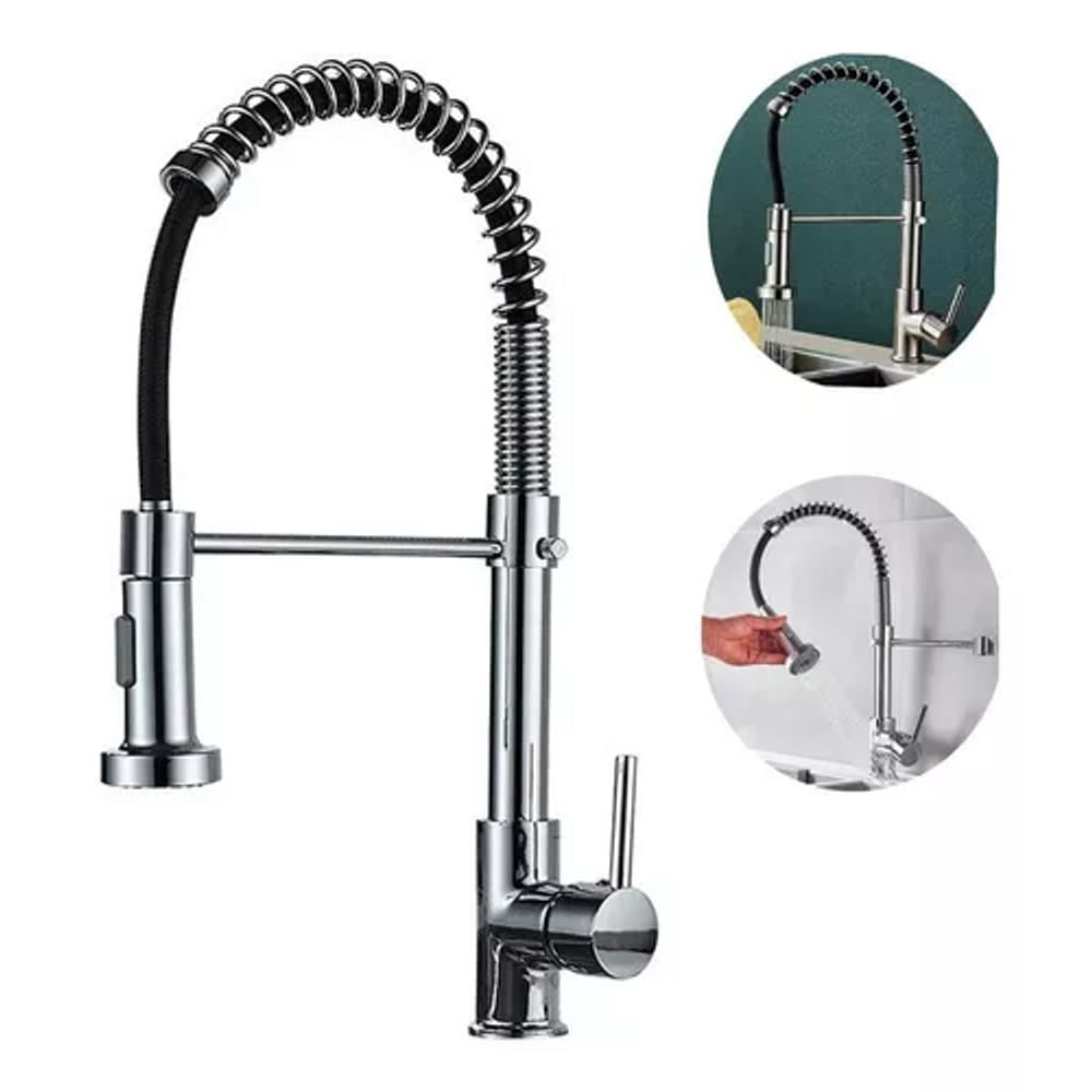 Torneira Gourmet 50cm Aço Inox Brilhante Polido