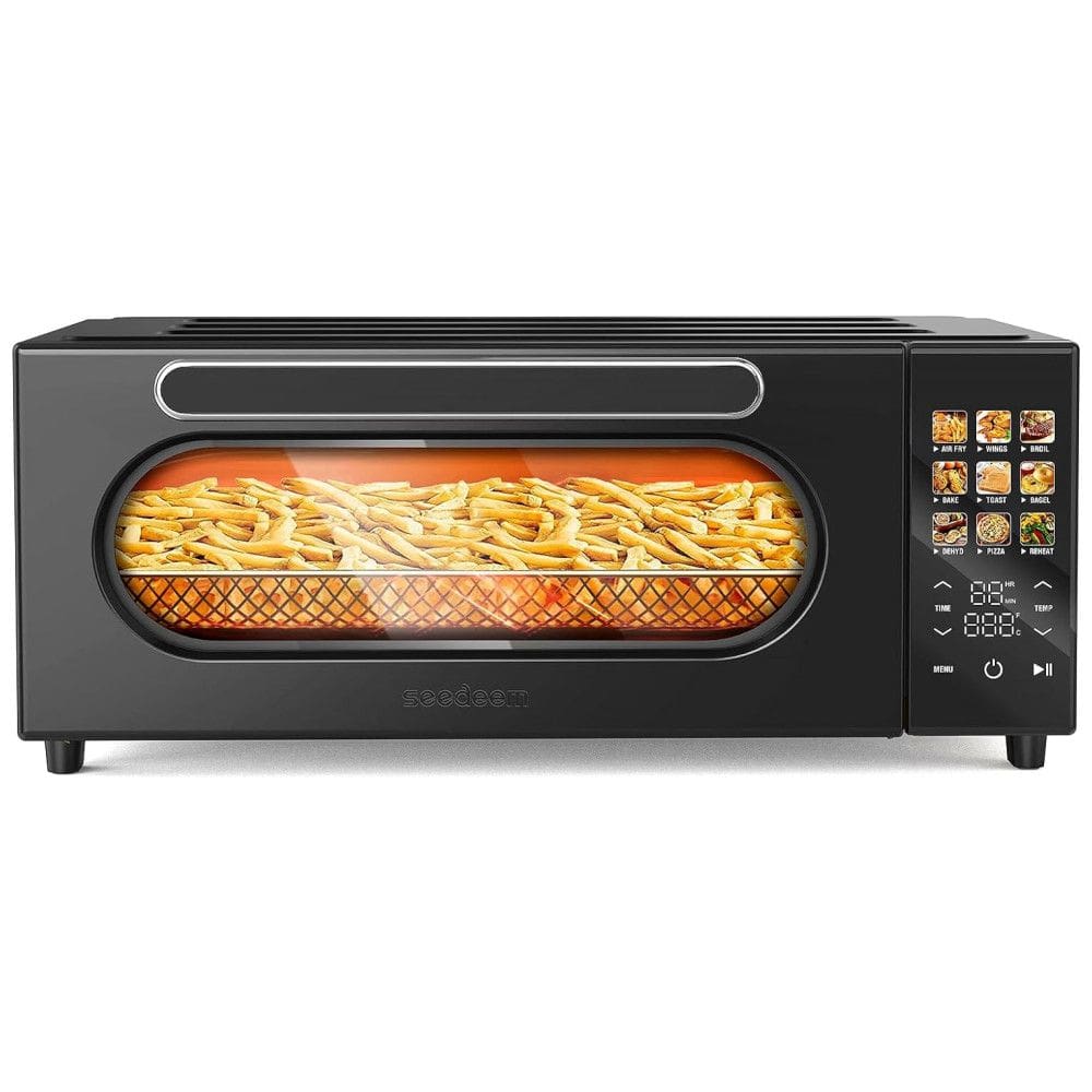 Forno de Convecção 10 em 1, 15L com Display LCD, 10 Funções Predefinidas e 4 Acessórios, 110V, 1800W, SEEDEEM, Preto