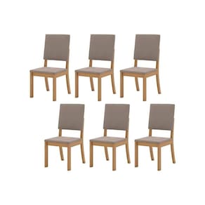 Cadeira Sala de Jantar Milla Kit 6 Un Nature/Veludo Light Marrom Amêndoa - Henn