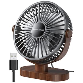 Ventilador de Mesa Portátil USB com 3 Velocidades, Sweetfull, Preto