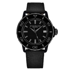 Relgio Stuhrling Explorer 4041 com caixa de 40mm, moldura, coroa e pulseira na cor preta