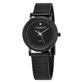 Relgio Feminino Lady Casatorra Elite 734LM 29mm, Mostrador Preto, Pulseira em Ao Inoxidvel Preto com Fivela Dobrvel Stuhrling