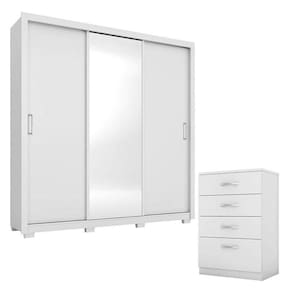 Cômoda Astral E Guarda Roupa Casal Residence Branco Com Pés - Demóbile
