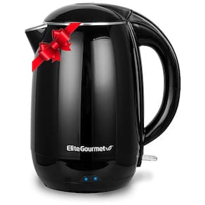 Chaleira Elétrica 1,8L com Parede Dupla Isolada, Base Giratória 360 e Desligamento Automático, 110V, Elite Gourmet EKT1821, Preta