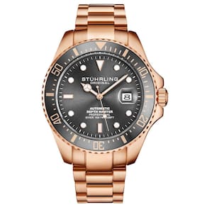 Relgio Automtico Stuhrling 42mm com Mostrador Cinza e Pulseira Rosa 3940