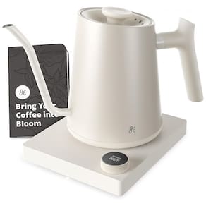 Chaleira Elétrica 800mL Pescoço de Ganso, Projetada em St Louis, 110V 1200W, Greater Goods GK0448, Branco Bétula