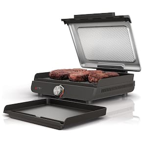 Grill Antiaderente Elétrico Interno sem Fumaça 110V 1450W, Ninja GR101, Cinza Prateado