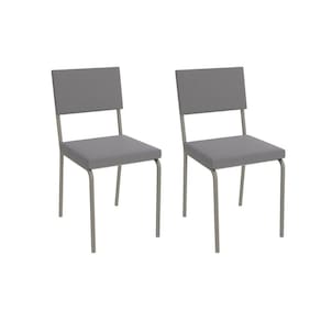 Cadeira Sala De Jantar Zaria 2c128 Aço Kit 2 Uni Niquel-cinza A050 Suede Veludo