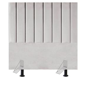 Cabeceira Estofada Cama Casal Box 140 Cm Maya Linho E Frame cinza Claro