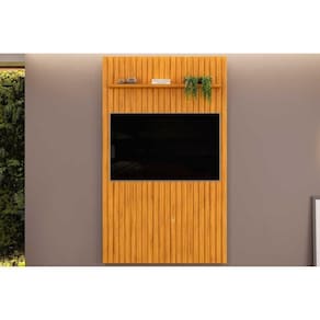 Painel Home P-tv Até 55 Polegadas Pratic Ripado C- Prateleira 143x240cm Cedro Dj Móveis