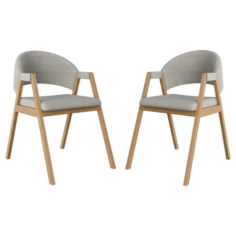 Kit 2 Cadeiras Para Mesa De Jantar Moderna Linho Balaqui Cinza Claro