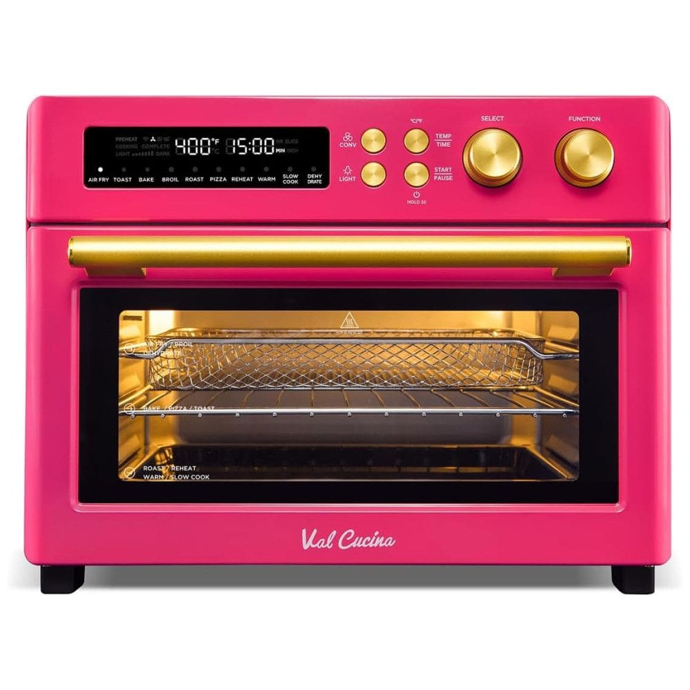 Forno Elétrico 10 em 1, 24,5L com Aquecimento Infravermelho e 10 Funções Predefinidas, 110V 1750W, VAL CUCINA, Rosa
