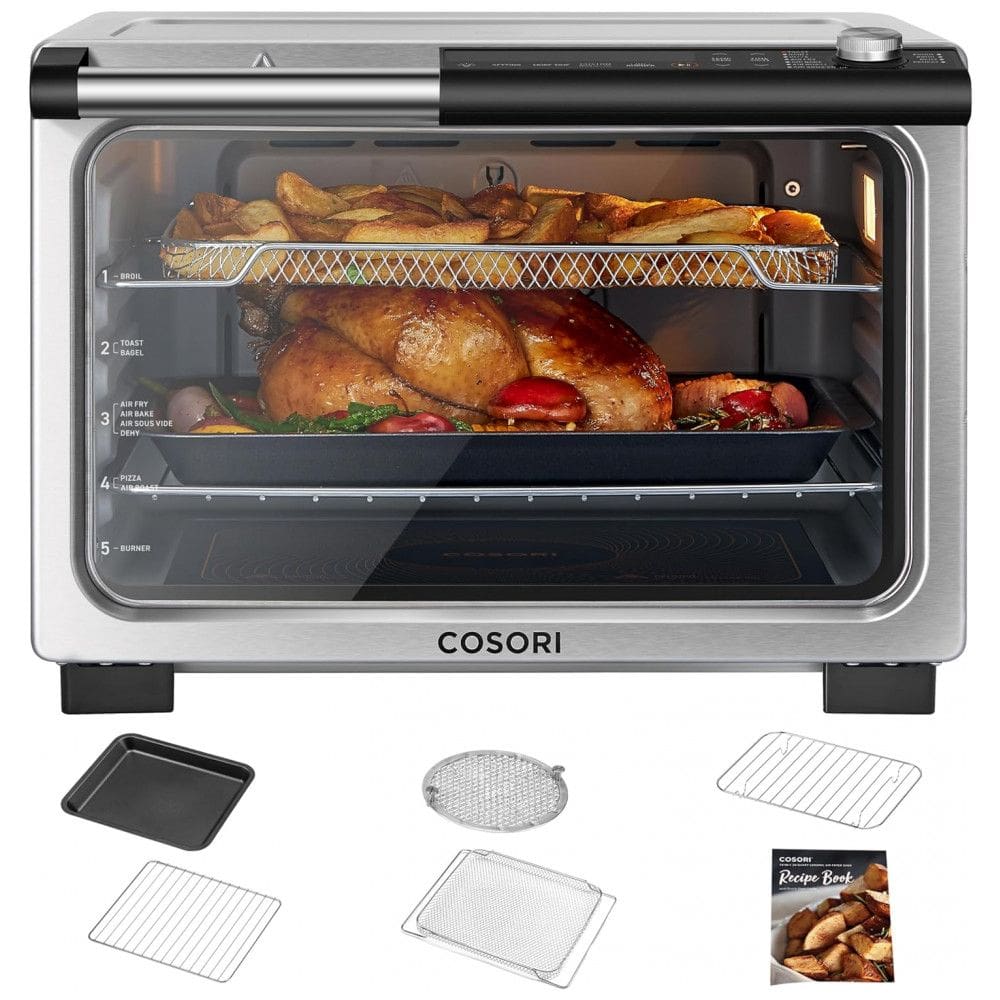 Forno Elétrico 24 Litros 11 em 1 de Cerâmica com Elementos de Aquecimento Selados para Fácil Limpeza e Função de Queimador, 110V 1800W, COSORI, Prata