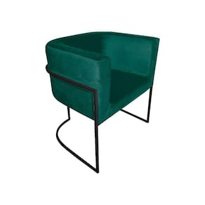 Poltrona Decorativa Sala De Estar Base De Ferro Preta Veludo Verde