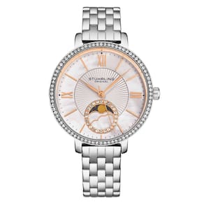 Relgio Stuhrling Horizon 4038, 36mm, estilo clssico, moldura e pulseira prateadas