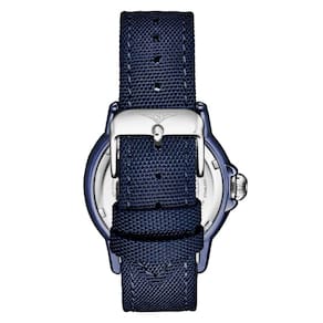 Relgio Stuhrling Explorer 4041, 40mm, moldura em azul, coroa prateada e pulseira azul