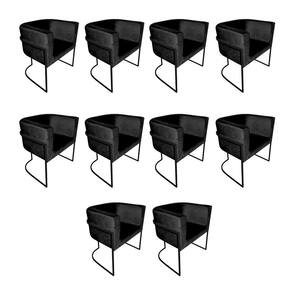 Kit 10 Cadeiras De Jantar Premium Base De Ferro Preta Veludo Preto