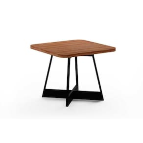 Mesa de Sala Jantar Átria 1593 Quadrada Aço c/Tampo Madeirado 90x90cm Nogal/preto/preto - Carraro
