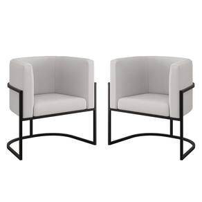Kit 02 Cadeiras Poltrona Veludo Sala Quarto Base De Metal Black Bege
