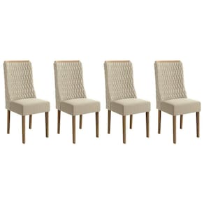 Cadeira Sala De Jantar 2cad158ng Kit 4 Un Nogueira-linho Bege A019