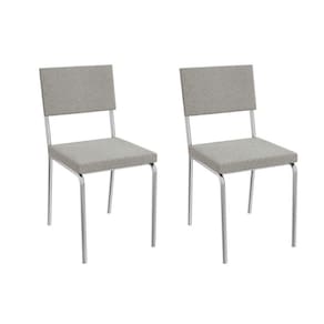 Cadeira Sala De Jantar Zaria 2c128 Aço Kit 2 Uni Cromado Boucle Cinza