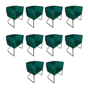 Kit 10 Cadeiras De Jantar Premium Base De Ferro Preta Veludo Verde