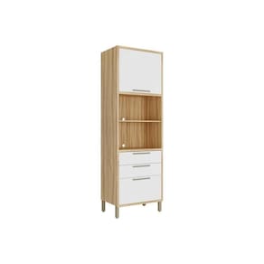 Paneleiro De Cozinha Syrah Torre Quente Com 2 Portas E 2 Gavetas 74x225m Amendoa-branco - Ronipa
