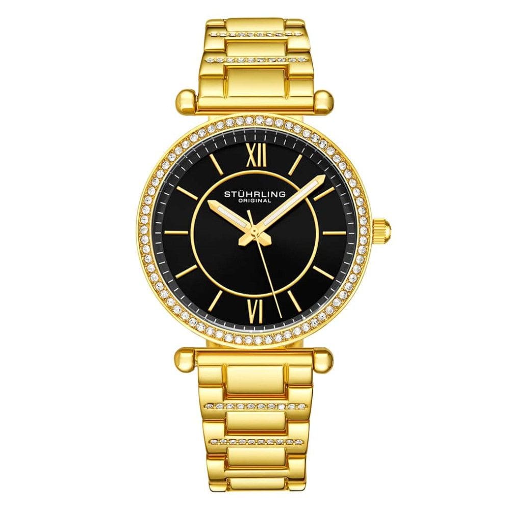 Relgio Masculino Stuhrling C905 36mm, Design Clssico em Preto e Dourado