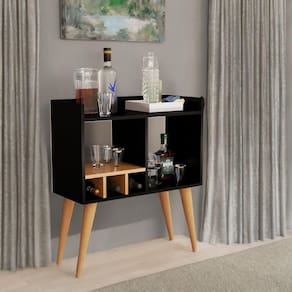 Aparador Amanda Minibar Para Drinks Sala De Estar Moderna Preto