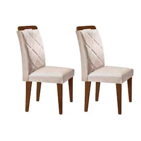 Cadeira Sala De Jantar Melissa Madeira Kit 2 Un Capuccino-veludo Creme Rufato
