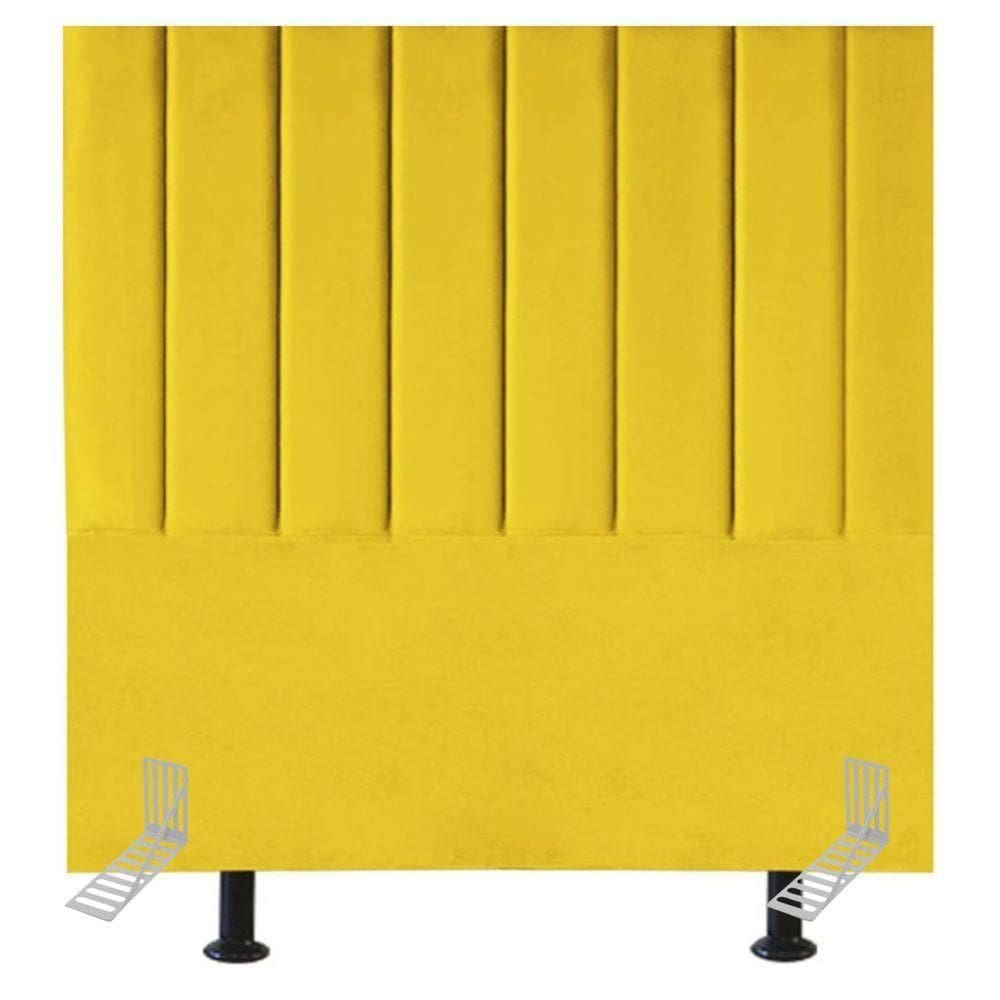 Cabeceira Estofada Cama Solteiro 90 Cm Luísa Suede E Frame Cor:amarelo