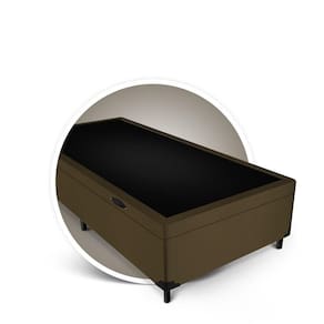 Box Baú Max Ultra Suede Marrom Solteiro 88x188x42cm