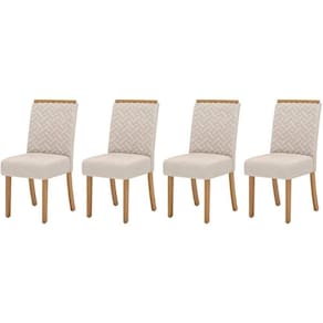 Cadeira Sala de Jantar Malu Kit 4 Un Nature/Veludo Light Linho - Henn