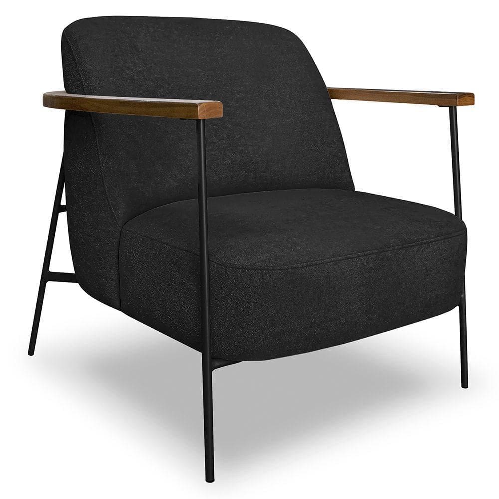 Poltrona Para Sala Pés Metálicos Ellen S06 Boucle Preto - Mpozenato