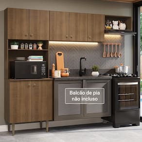 Armário De Cozinha Compacta 235cm Rustic Gourmet Madesa Xa03 Rustic