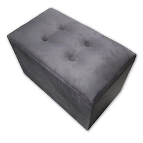 Puff Baú Banqueta Retangular Organizar E Decorar Suede 60cm Cinza