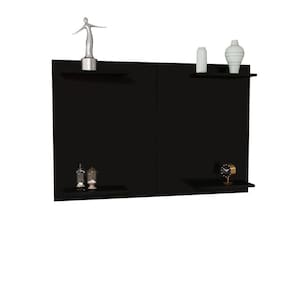 Painel TV Até 50 Pol Em MDF Com Prateleiras Para Decoração Preto