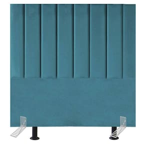 Cabeceira Estofada Cama Solteiro 100 Cm Sara Suede E Frame Cor:azul Turquesa