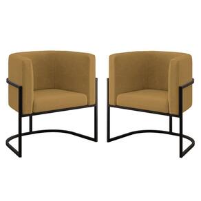Kit 02 Cadeiras Poltrona Sala Quarto Base De Metal Black Capuccino