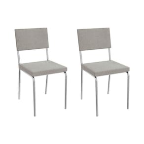 Cadeira Sala De Jantar Zaria Kit 2 Un Cromado Boucle Cinza