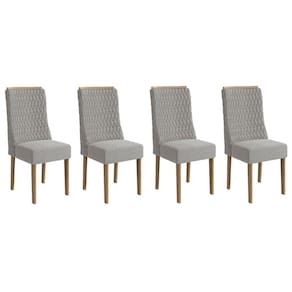 Cadeira Sala De Jantar 2cad158ng Kit 4 Un Nogueira-linho Cinza A056
