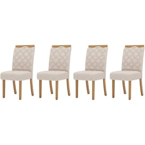 Cadeira Sala de Jantar Bella Kit 4 Un Nature/Veludo Light Linho - Henn