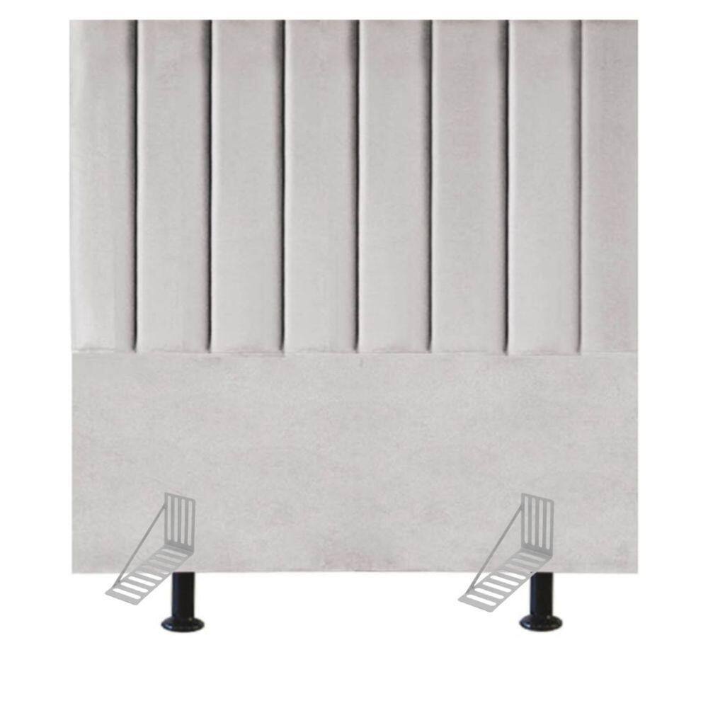 Cabeceira Estofada Cama Solteiro 90 Cm Sara Suede E Frame Cor:cinza Claro