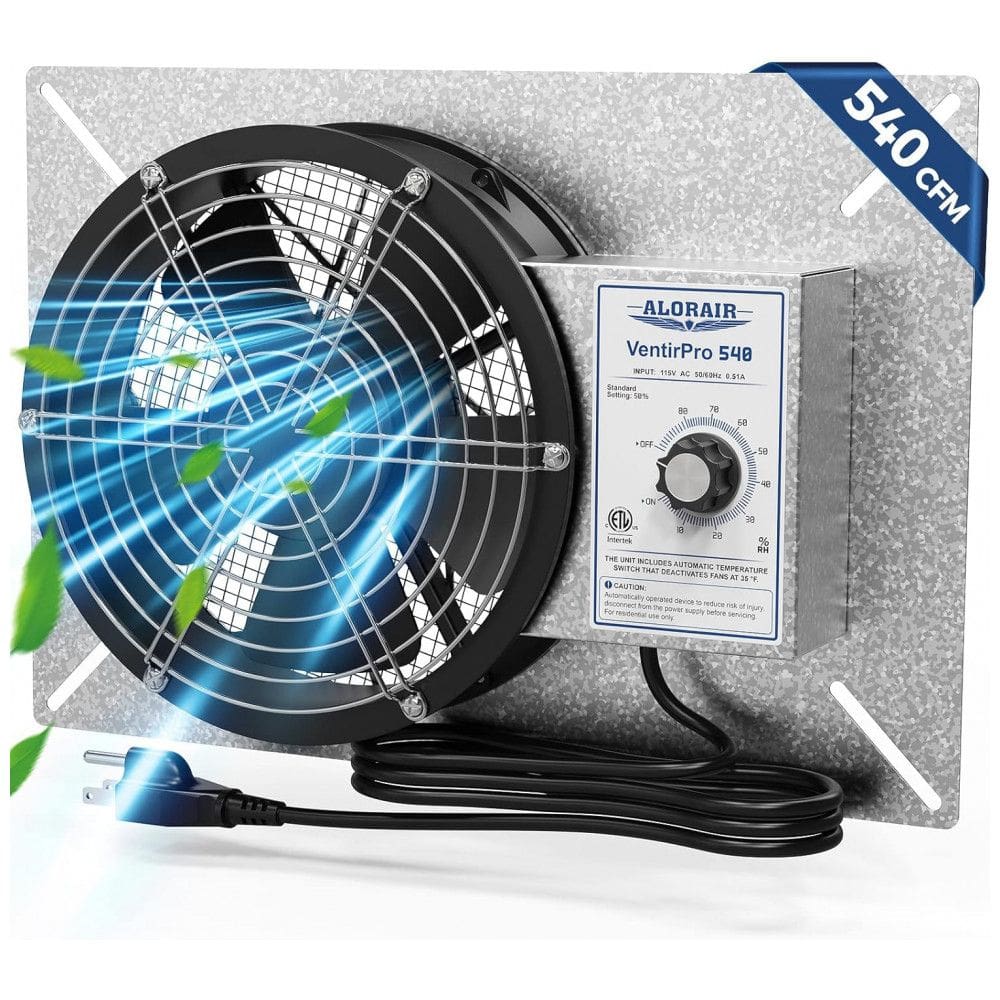 Ventilador de Parede de Grau IP55 com Termostato e Umidistato para Ambientes Amplos, 115V, ALORAIR, Prata