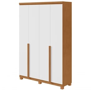 Guarda-roupas 4 Portas 2 Gavetas 100% Mdf Alonzo Sem Espelho E Com Pés - Lopas Amendoa Clean/branco
